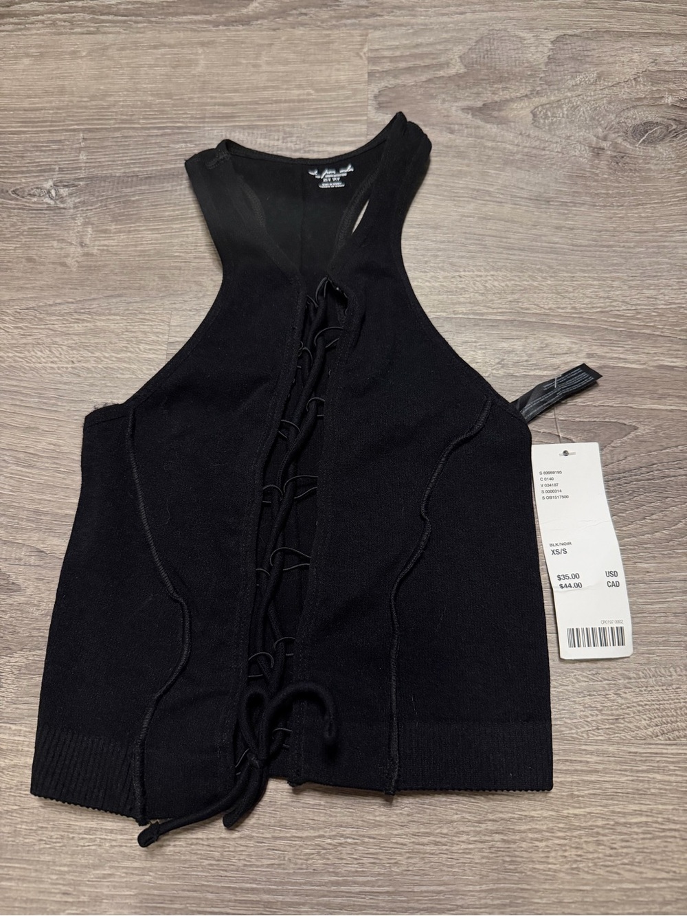 Urban outfitters Sleeveless Lace-Up Knit Tank Top - Black